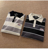 Lässiges, gestreiftes Sweatshirt mit langen Ärmeln und Umlegekragen